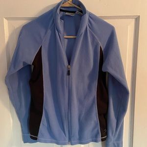 Multi color (blue and black) zipper sweatshirt.